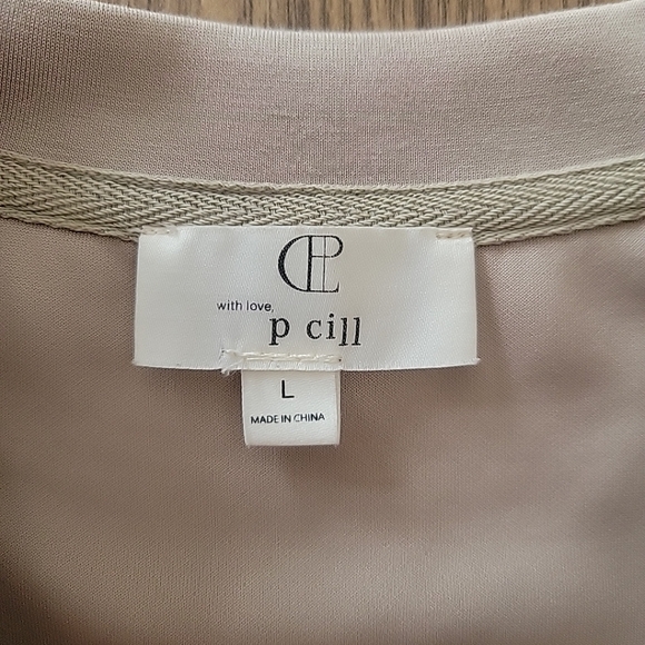 P. Cill Birdie Round Neck Boxy Sleeveless Cream/ Beige Tank Top, Sz Large - Picture 5 of 6